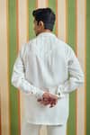 Orthodox_White Satin Embroidery Refined Echo Tonal Shirt _at_Aza_Fashions