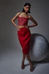 Buy_Orthodox_Red Crepe Embroidery Sculpted Contour Midi Pencil Skirt _at_Aza_Fashions