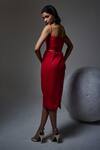Shop_Orthodox_Red Crepe Embroidery Sculpted Contour Midi Pencil Skirt _at_Aza_Fashions