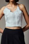 Buy_Orthodox_White Crepe Embroidery Sweetheart Neck, Asymmetric Textured Horizon Crop Top _Online_at_Aza_Fashions