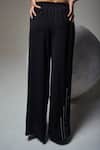 Shop_Orthodox_Black Crepe Embroidery Flow Stripes Wide Legged Pant _at_Aza_Fashions