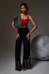 Buy_Orthodox_Black Crepe Embroidery Bandeau Neck, Strata Sculpt Structured Jumpsuit With Top _at_Aza_Fashions