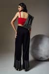 Shop_Orthodox_Black Crepe Embroidery Bandeau Neck, Strata Sculpt Structured Jumpsuit With Top _at_Aza_Fashions