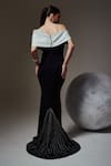 Shop_Orthodox_Black Crepe Embroidery Off-shoulder Luxe Spiral Fluid Gown _at_Aza_Fashions