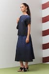 Pleats By Aruni_Black Crepe Boat Neck Blue Alto Pleated Skirt Set _Online_at_Aza_Fashions