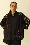 Studio Moda India_Black Cotton Beads Collared The Nebula Embroidered Shirt _Online_at_Aza_Fashions