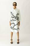 Buy_Studio Moda India_White Cotton Embroidery Collared The Meridian Pipe Work Dress _at_Aza_Fashions