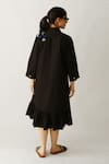 Shop_Studio Moda India_Black Cotton Patchwork, Embroidery Collared The Patch Verse Dress _at_Aza_Fashions