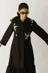 Buy_Studio Moda India_Black Cotton Patchwork, Embroidery Collared The Patch Verse Dress _Online_at_Aza_Fashions