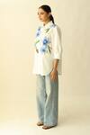 Shop_Studio Moda India_White Cotton Embroidery Collared Lily Shirt _Online_at_Aza_Fashions