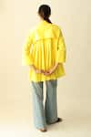 Shop_Studio Moda India_Yellow Cotton Embroidery Collared The Whisper Orchid Shirt _at_Aza_Fashions