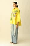 Buy_Studio Moda India_Yellow Cotton Embroidery Collared The Whisper Orchid Shirt _Online_at_Aza_Fashions