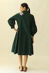 Shop_Studio Moda India_Green Cotton Embroidery Collared The Florent Dress _at_Aza_Fashions
