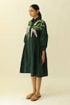 Studio Moda India_Green Cotton Embroidery Collared The Florent Dress _Online_at_Aza_Fashions