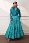 Buy Style Junkiie Teal Crepe Embroidery The Knot Seafoam Lehenga at Aza Fashions Buy_Style Junkiie_Teal Crepe Embroidery The Knot Seafoam Lehenga _at_Aza_Fashions