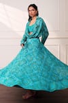 Buy Style Junkiie Teal Crepe Embroidery The Knot Seafoam Lehenga Online at Aza Fashions Buy_Style Junkiie_Teal Crepe Embroidery The Knot Seafoam Lehenga _Online_at_Aza_Fashions
