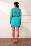 Shop_Style Junkiie_Teal Crepe Embroidery Scoop Neck The Knot Seafoam Bustier _at_Aza_Fashions
