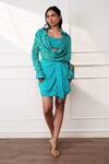 Shop_Style Junkiie_Teal Crepe The Knot Seafoam Skorts _Online_at_Aza_Fashions