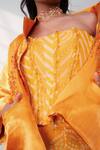 Shop Style Junkiie Orange Satin, Georgette Beads, Sequins, Patchwork High The Knot Marigold Jacket Shop_Style Junkiie_Orange Satin, Georgette Beads, Sequins, Patchwork High The Knot Marigold Jacket