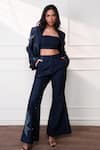 Buy_Style Junkiie_Navy Denim Sequins, Patchwork Neel Jashn Flared Pants _at_Aza_Fashions