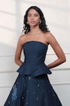 Style Junkiie_Navy Denim, Crepe Bandeau Neck Neel Jashn Corset _Online_at_Aza_Fashions