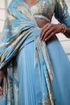Buy_Style Junkiie_Blue Satin, Chiffon, Crepe, Georgette, Tissue Zari, Icy Paisley Draped Saree 