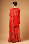 Gazab by Miku Kumar_Red Georgette, Organza Embroidery Round Neck Fanaa Printed Kurta Sharara Set _Online_at_Aza_Fashions