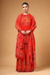 Buy_Gazab by Miku Kumar_Red Georgette, Organza Embroidery Round Neck Fanaa Printed Kurta Sharara Set _at_Aza_Fashions