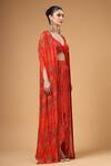 Buy_Gazab by Miku Kumar_Red Georgette Embroidery Open Neck, Husna Printed Cape Skirt Set _Online_at_Aza_Fashions