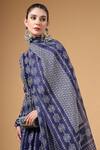 Gazab by Miku Kumar_Navy Georgette, Organza Embroidery V-neck Qurbat Printed Anarkali With Dupatta _at_Aza_Fashions