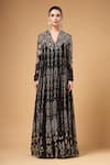 Gazab by Miku Kumar_Black Crepe, Silk, Organza Embroidery Khwabida Jacket Anarkali Palazzo Set _at_Aza_Fashions