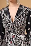 Shop_Gazab by Miku Kumar_Black Crepe, Silk V-neck Noorani Printed Jacket Sharara Set 