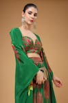Buy_Gazab by Miku Kumar_Green Silk, Crepe Round Neck Saqiya Printed Kaftan With Palazzo 