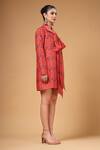 Buy_Gazab by Miku Kumar_Red Silk Ribbons Collared Meera Bow Jacket Dress _Online_at_Aza_Fashions