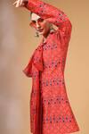 Shop_Gazab by Miku Kumar_Red Silk Ribbons Collared Meera Bow Jacket Dress 