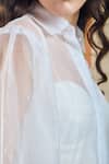 Orthodox_White Organza Embroidery Collared Pantheon Sheer Shirt _Online_at_Aza_Fashions