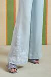 Orthodox_Sky Blue Organza Embroidery Mono Architectural Trouser _Online_at_Aza_Fashions