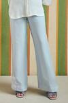 Buy_Orthodox_Sky Blue Organza Embroidery Mono Architectural Trouser _Online_at_Aza_Fashions
