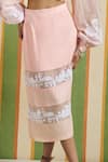 Orthodox_Pink Organza, Cotton Satin Embroidery Segment Pencil Skirt _Online_at_Aza_Fashions