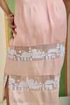 Shop_Orthodox_Pink Organza, Cotton Satin Embroidery Segment Pencil Skirt _Online_at_Aza_Fashions