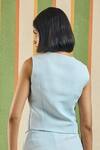 Shop_Orthodox_Sky Blue Cotton, Linen V-neck Minar Vest _at_Aza_Fashions