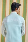 Shop_Orthodox_Sky Blue Cotton, Linen Embroidery Minaret Panel Sadri Nehru Jacket _at_Aza_Fashions