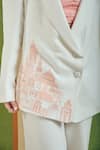 Orthodox_White Cotton, Linen Embroidery Axis Architectural Blazer _Online_at_Aza_Fashions