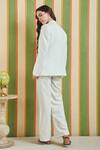 Shop_Orthodox_White Cotton, Linen Embroidery Axis Architectural Blazer _at_Aza_Fashions