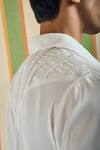 Orthodox_White Cotton, Linen Embroidery Rear Crest Shirt _Online_at_Aza_Fashions