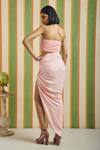 Shop_Orthodox_Peach Cotton Satin Curve Drop Ruched Skirt _at_Aza_Fashions