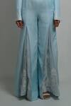 Orthodox_Sky Blue Cotton, Linen, Organza Minaret Veil Architectural Domes Trouser _Online_at_Aza_Fashions