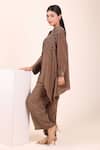 Myra Clothing Line Brown Crepe Embroidery, Sequins, Beads, Piping Hand Work Tunic And Pant Co-ord Set Online at Aza Fashions Myra Clothing Line_Brown Crepe Embroidery, Sequins, Beads, Piping Hand Work Tunic And Pant Co-ord Set _Online_at_Aza_Fashions