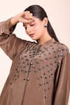 Buy Myra Clothing Line Brown Crepe Embroidery, Sequins, Beads, Piping Hand Work Tunic And Pant Co-ord Set Online at Aza Fashions Buy_Myra Clothing Line_Brown Crepe Embroidery, Sequins, Beads, Piping Hand Work Tunic And Pant Co-ord Set _Online_at_Aza_Fashions