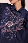 Buy_Myra Clothing Line_Navy Chanderi Embroidery Collared Floral Shirt And Pant Set _Online_at_Aza_Fashions